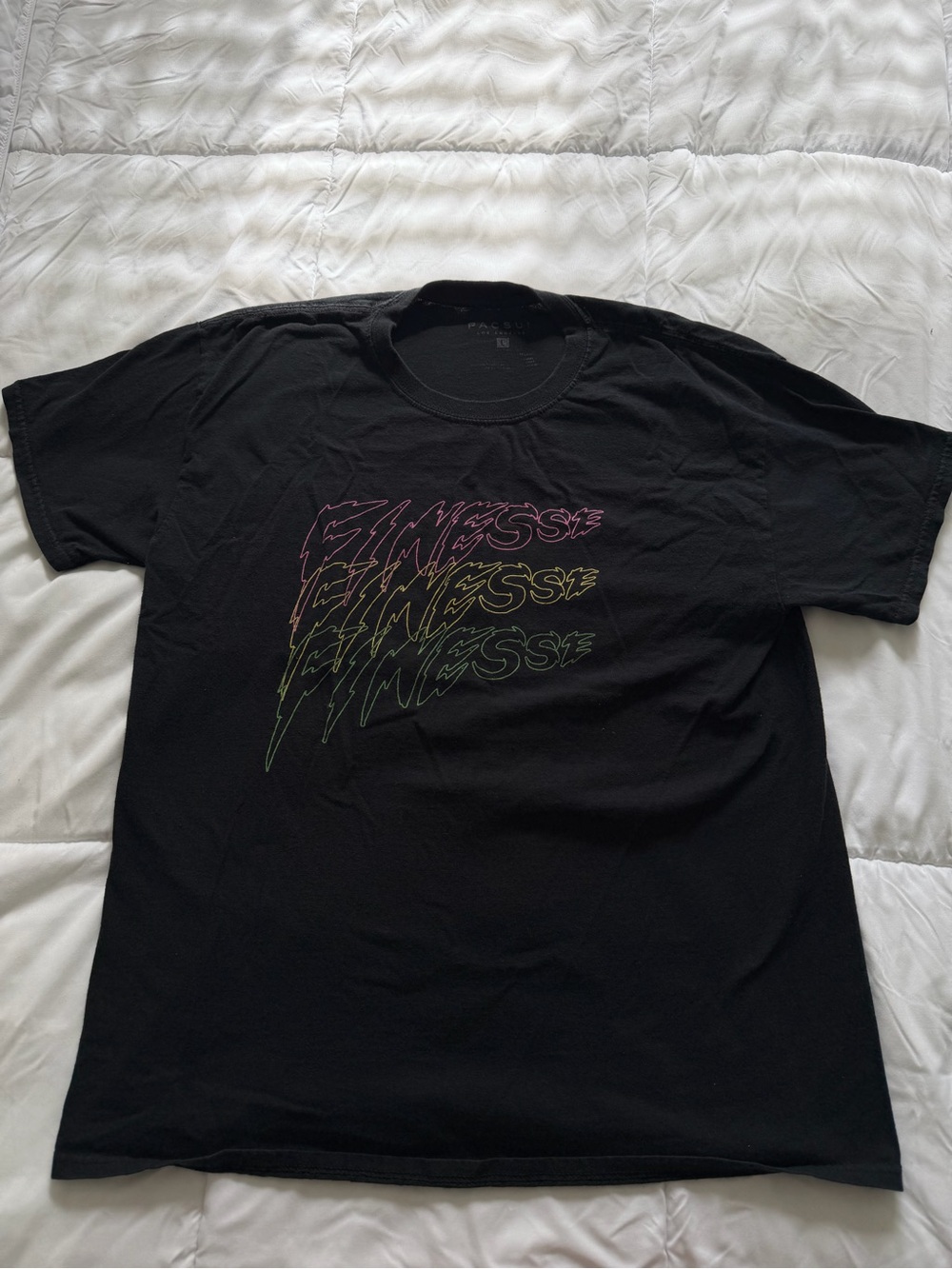 PacSun Black Tee with Neon Pink and Green Script